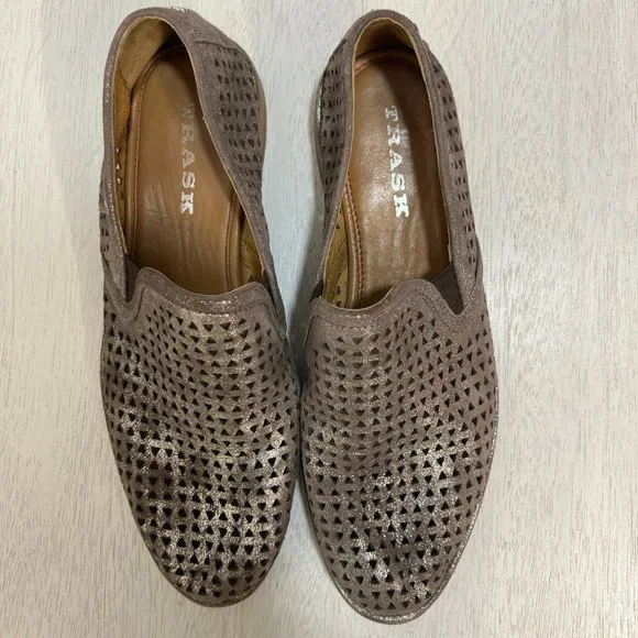 Trask Ali Perf Loafer Shoe Gray Silver Metallic Women's size 8M - Picture 2 of 7